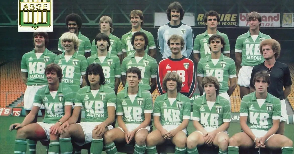 Maillot vintage de lAS Saint-Etienne KB Jardin de 1981 jusquà 1984