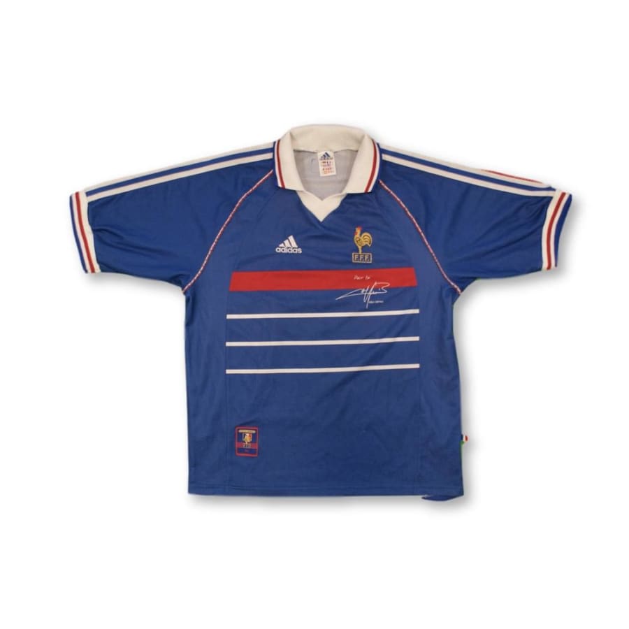 Maillot de football retro Equipe de France dédicace BARTHEZ 1998-1999 - Adidas - Equipe de France